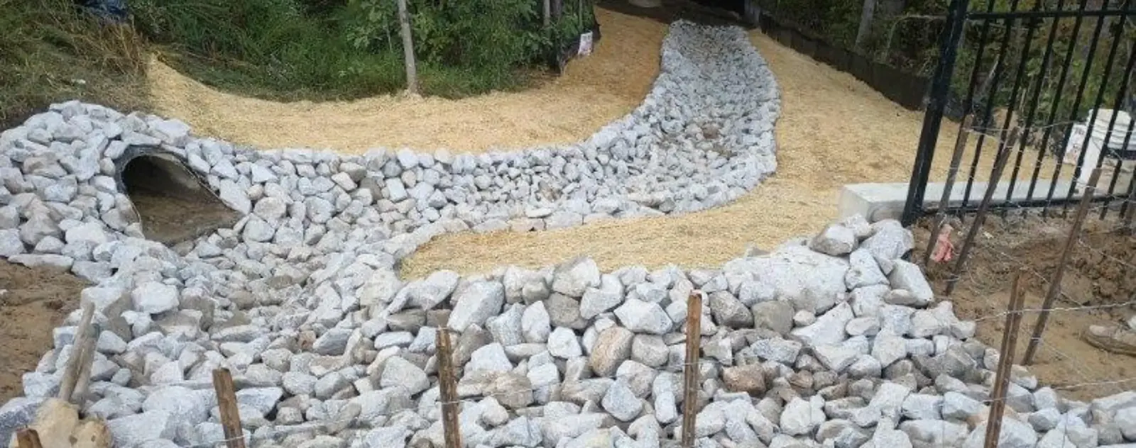 Aerial view of a stabilized pond