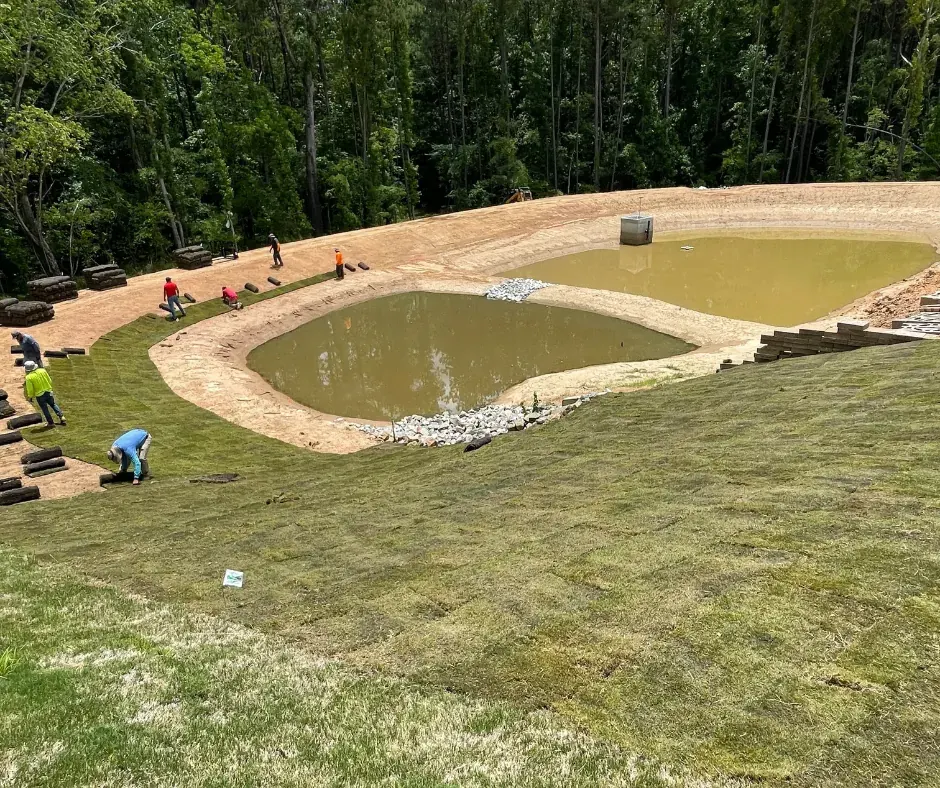 Sod installation on a North Carolina site