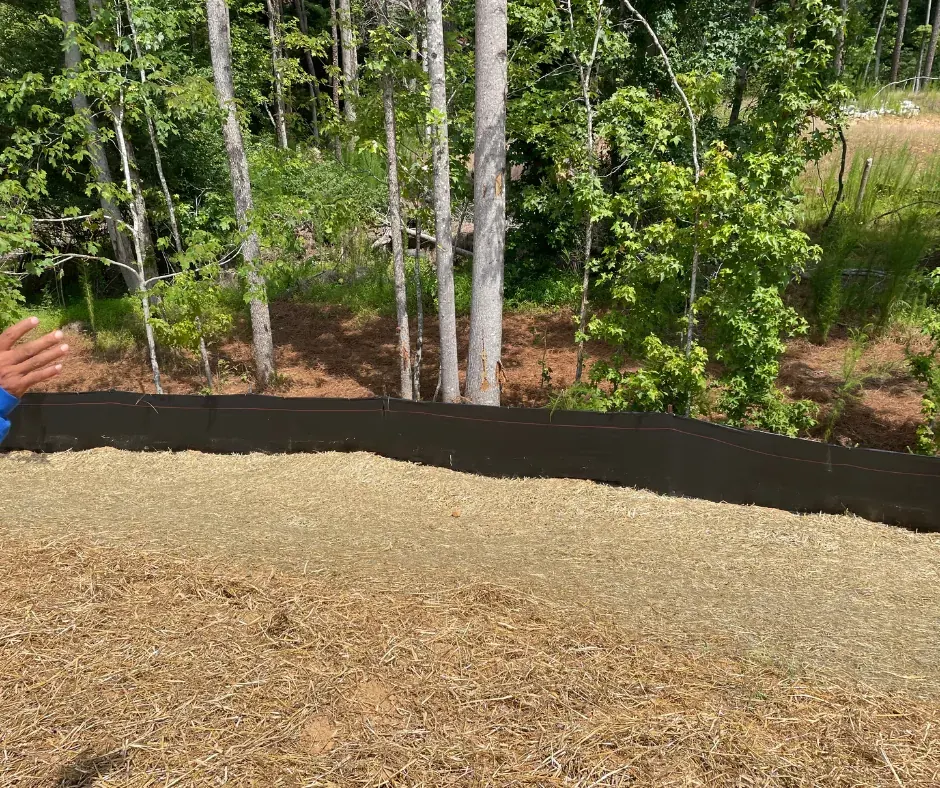 Silt fence and stabilization on a slope