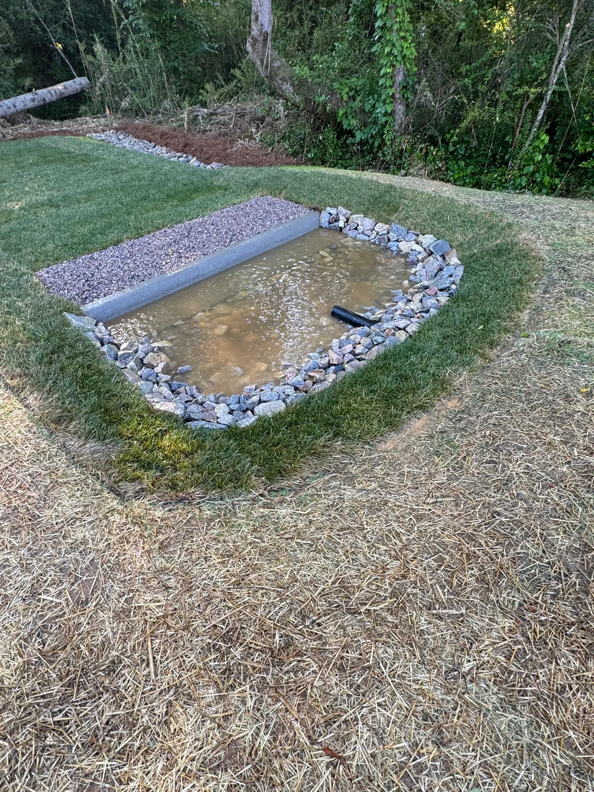 Finished level spreader at Renaissance at White Oak